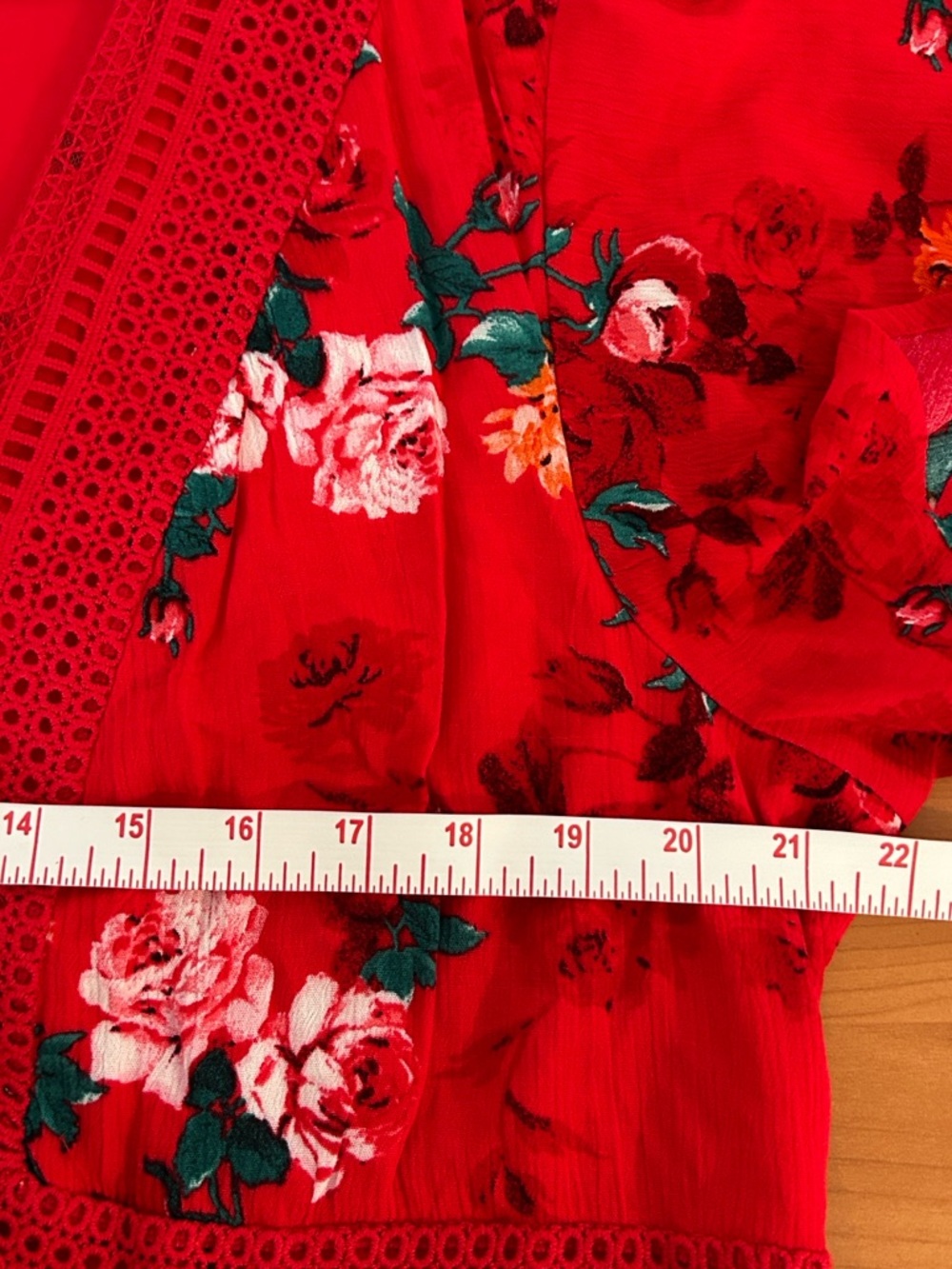 NWOT torrid Red Floral Crochet-Trim Midi Dress - Picture 9 of 13